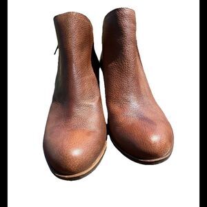 Lucky Brand Borough Brown Leather Double Zip Ankle Boots Women Size 9.5M